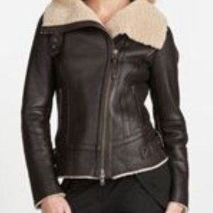 MACKAGE REVIA BROWN SHEARLING LEATHER XS